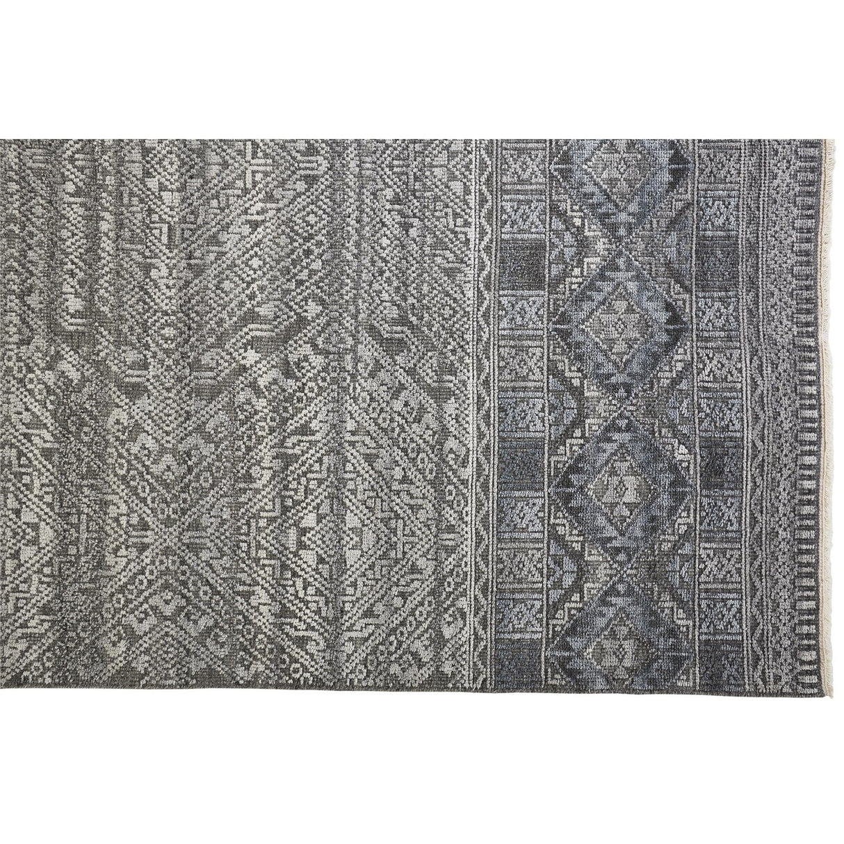 Eckhart Tribal Diamond Rug, Gray/Denim Blue, Area Rug