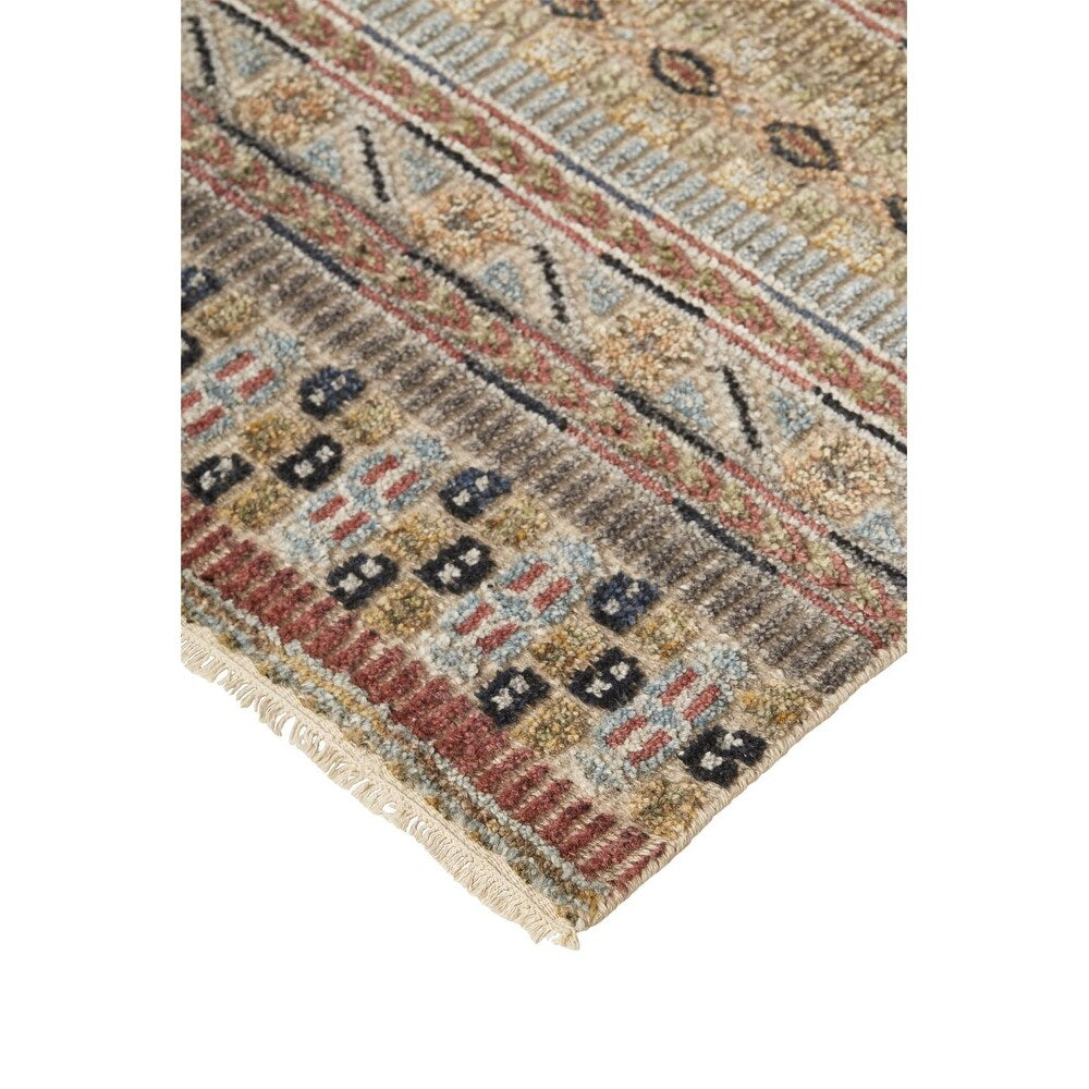 Eckhart Tribal Rug, Khaki Tan/Terracotta/Blue, Area Rug