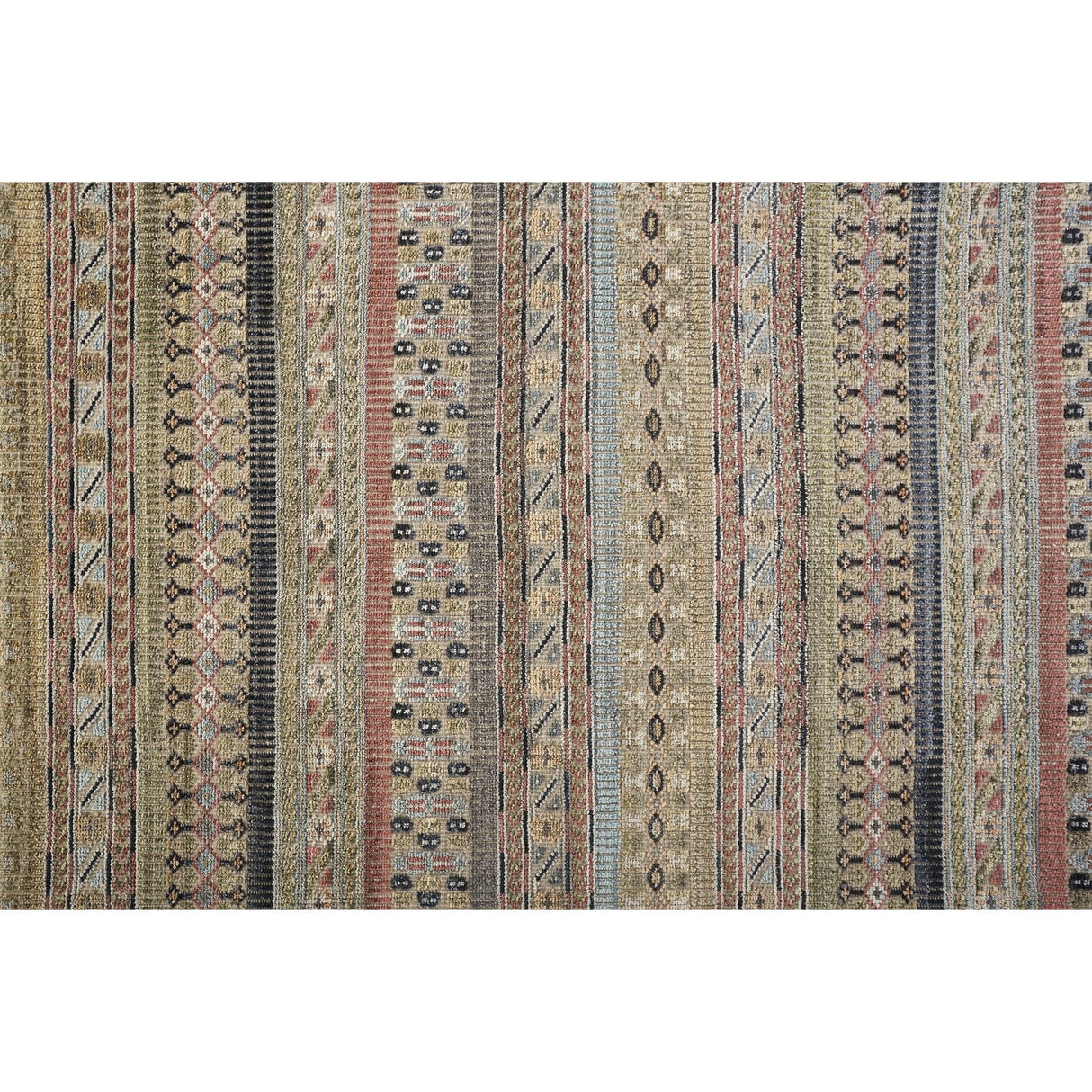 Eckhart Tribal Rug, Khaki Tan/Terracotta/Blue, Area Rug
