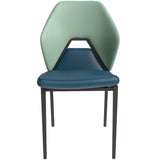 Eclat Leather Dining Chair in Black Iron Modern Upholstered Accent Kitchen Side Chair