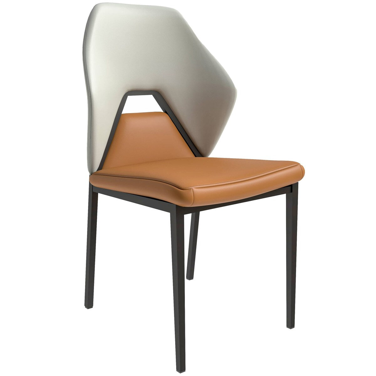 Eclat Leather Dining Chair in Black Iron Modern Upholstered Accent Kitchen Side Chair