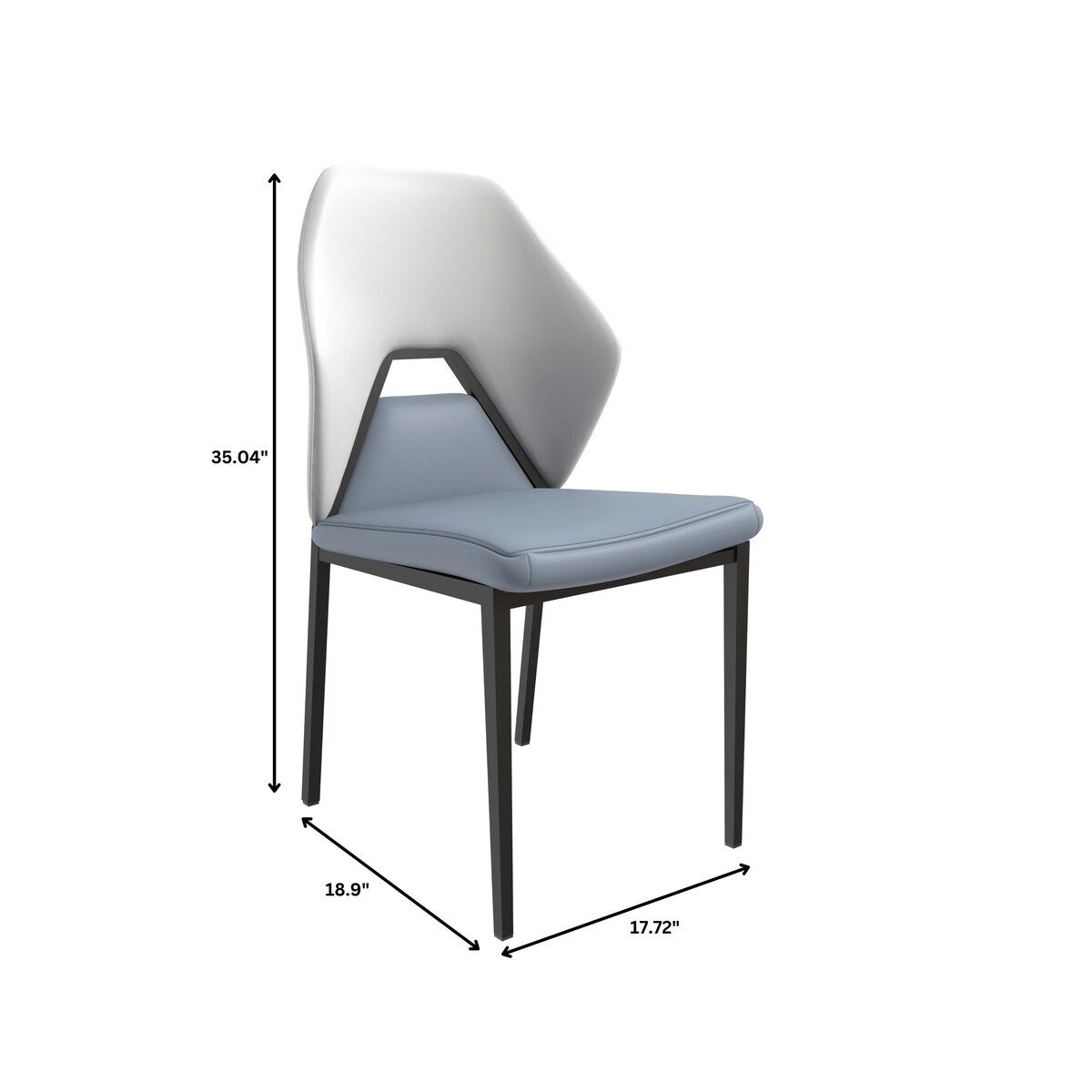 Eclat Leather Dining Chair in Black Iron Modern Upholstered Accent Kitchen Side Chair