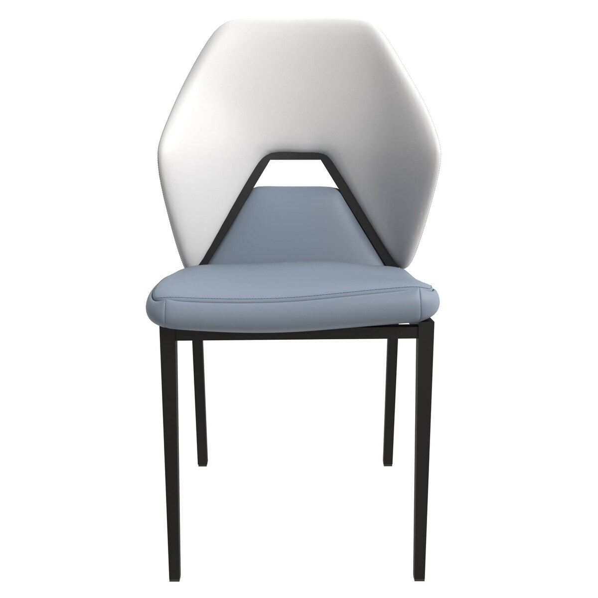 Eclat Leather Dining Chair in Black Iron Modern Upholstered Accent Kitchen Side Chair