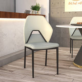 Eclat Leather Dining Chair in Black Iron Modern Upholstered Accent Kitchen Side Chair