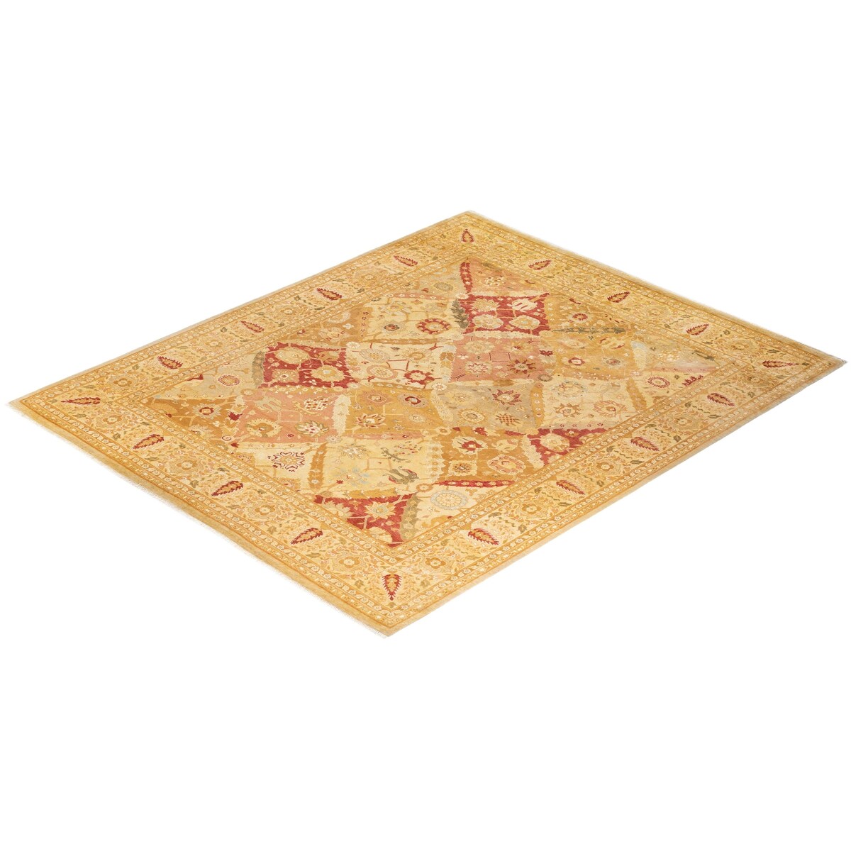 Overton Hand Knotted Wool Vintage Inspired Modern Contemporary Eclectic Ivory Area Rug - 8' 4" x 10' 4"