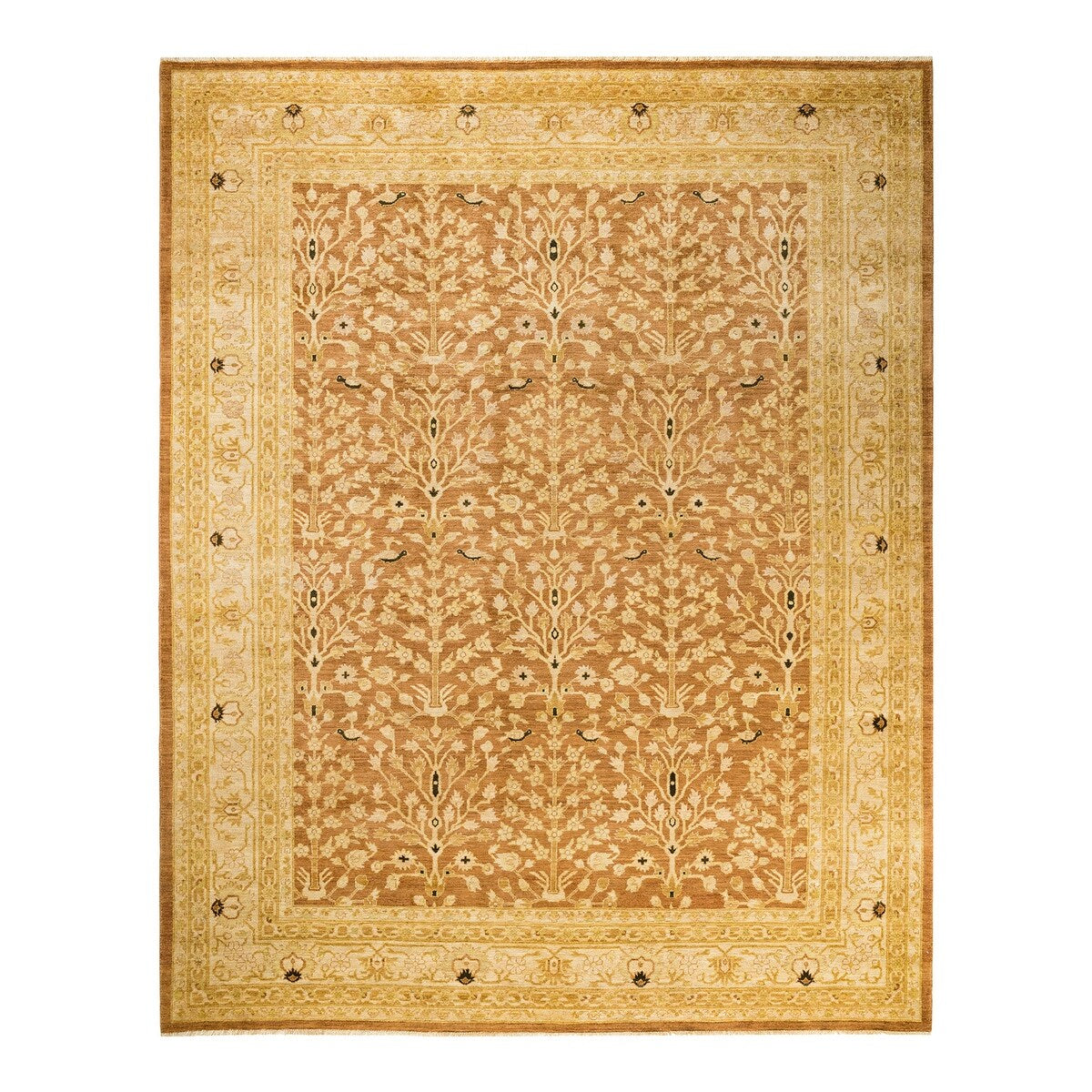 Overton Hand Knotted Wool Vintage Inspired Modern Contemporary Eclectic Yellow Area Rug - 9'2" x 11'10"