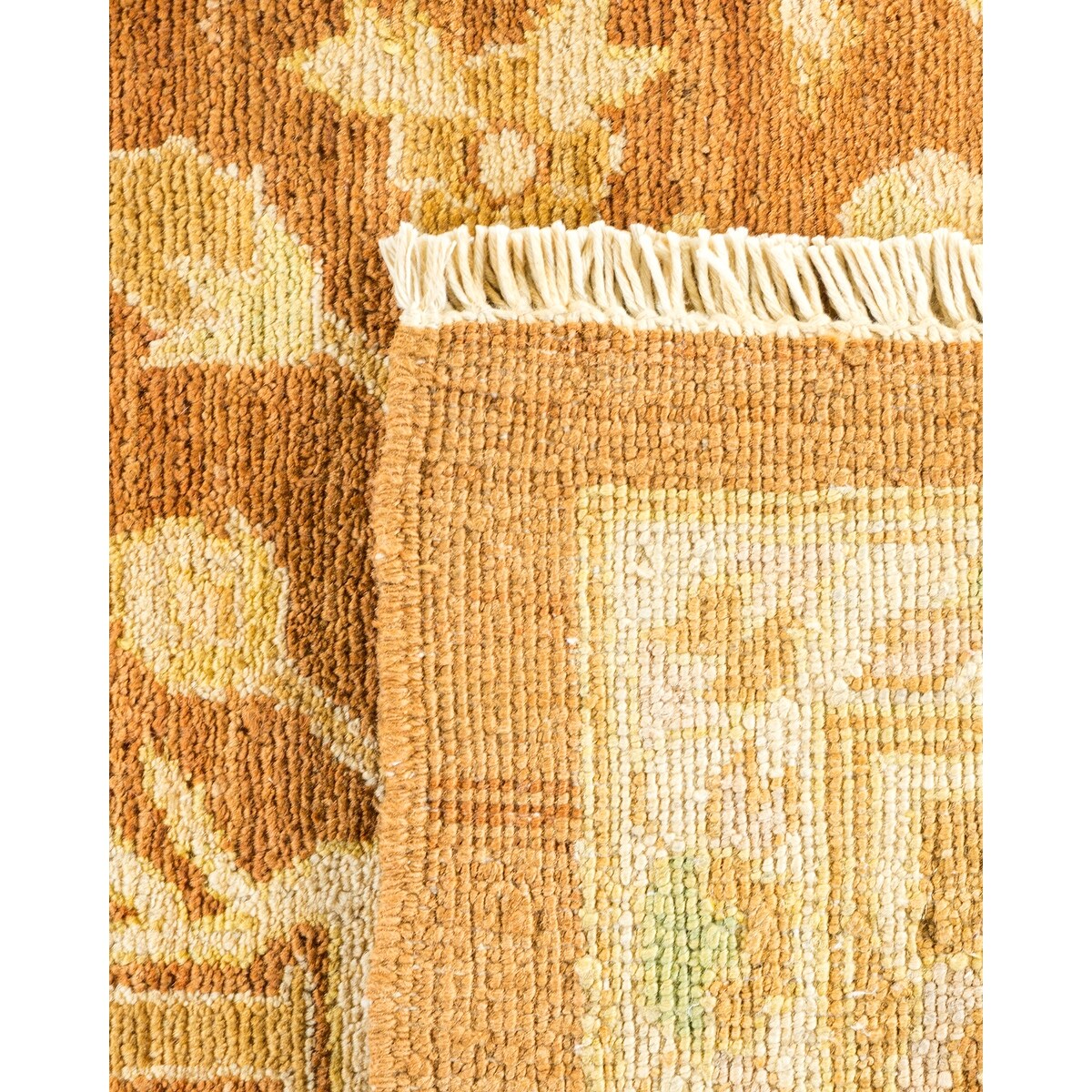 Overton Hand Knotted Wool Vintage Inspired Modern Contemporary Eclectic Yellow Area Rug - 9'2" x 11'10"