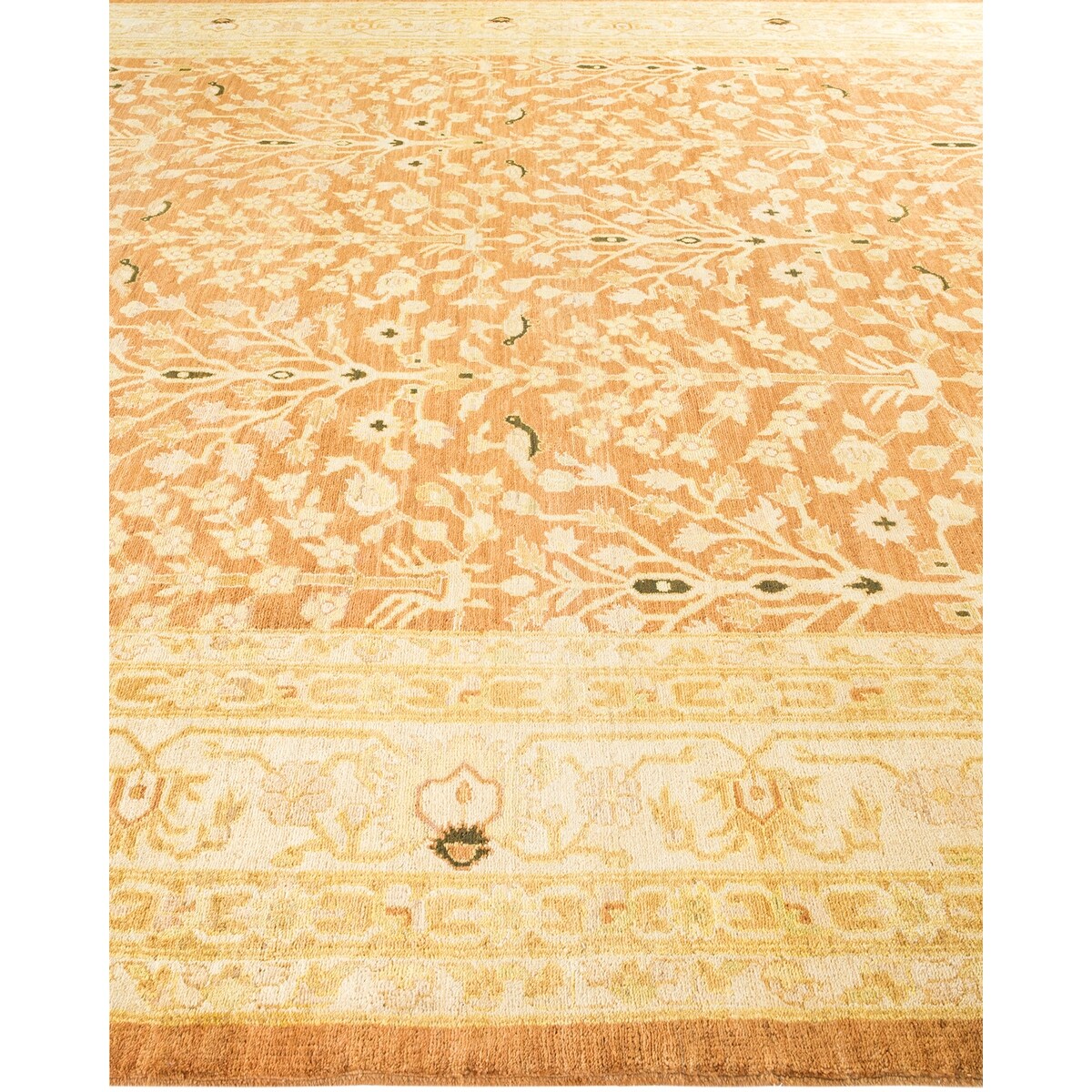 Overton Hand Knotted Wool Vintage Inspired Modern Contemporary Eclectic Yellow Area Rug - 9'2" x 11'10"