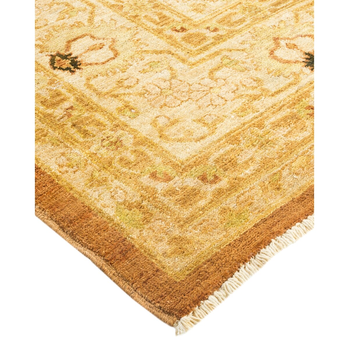 Overton Hand Knotted Wool Vintage Inspired Modern Contemporary Eclectic Yellow Area Rug - 9'2" x 11'10"