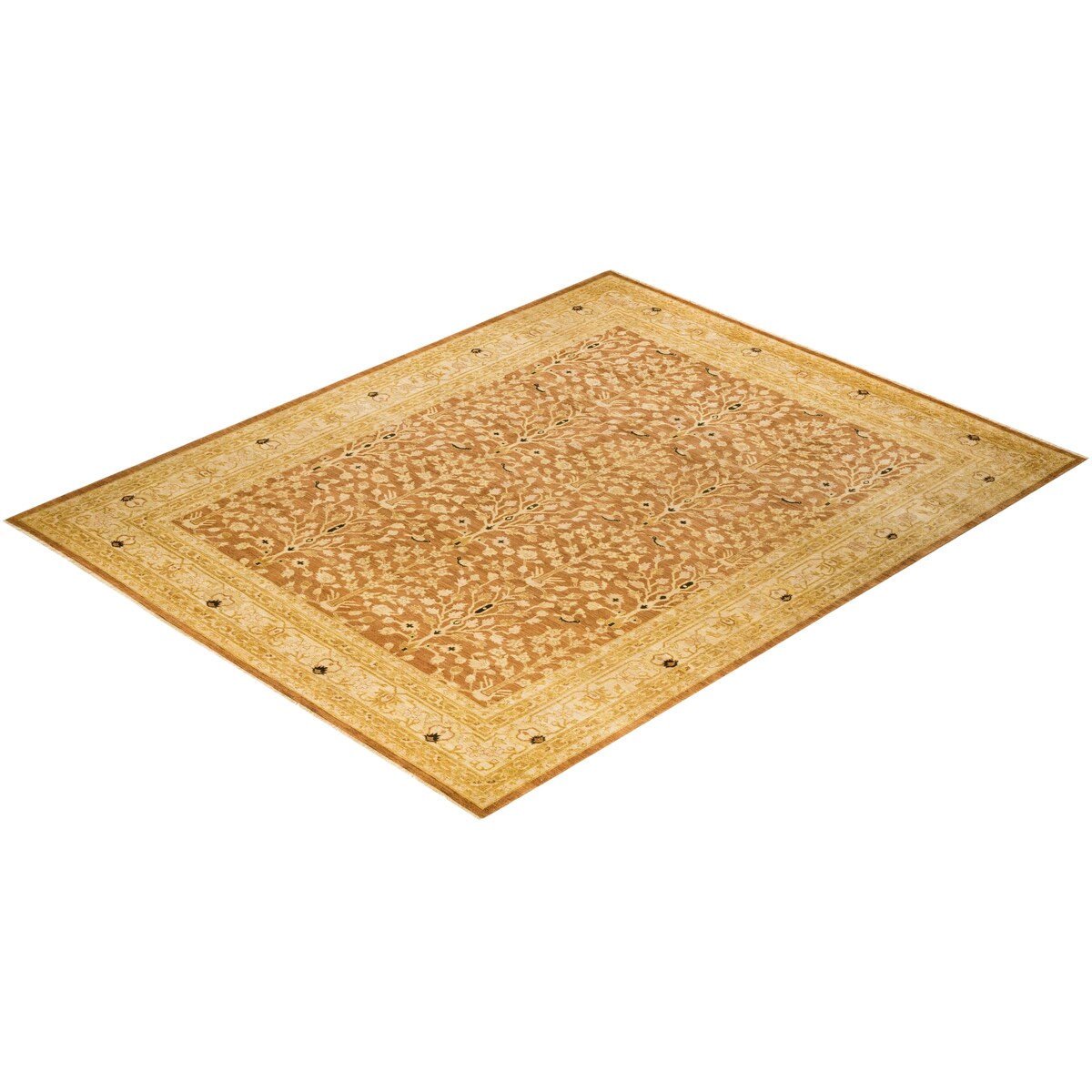 Overton Hand Knotted Wool Vintage Inspired Modern Contemporary Eclectic Yellow Area Rug - 9'2" x 11'10"