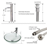 Eclife 16.5" Bathroom Vessel Sink Tempered Glass Round Basin Countertop Bowl Sink with Faucet Pop up Drain