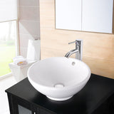 Eclife 16.5" White Ceramic Vessel Bathroom Sink Combo with Faucet 1.5 GPM and Pop up Drain