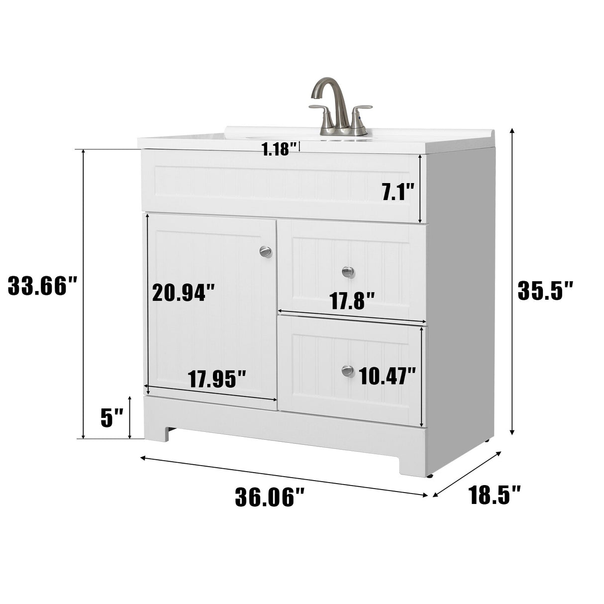 Eclife 30"/36" Bathroom Vanity Set W/ Drop in Resin Sink Cabinet Combo Free-standing