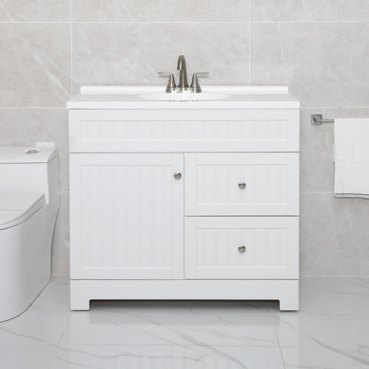 Eclife 30"/36" Bathroom Vanity Set W/ Drop in Resin Sink Cabinet Combo Free-standing