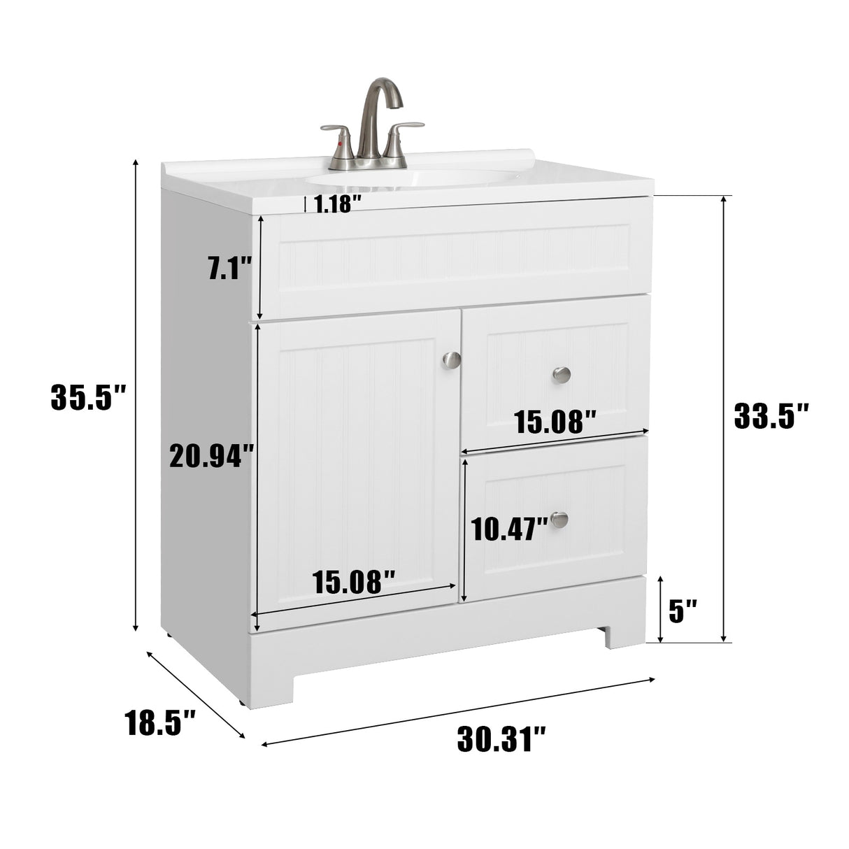 Eclife 30"/36" Bathroom Vanity Set W/ Drop in Resin Sink Cabinet Combo Free-standing