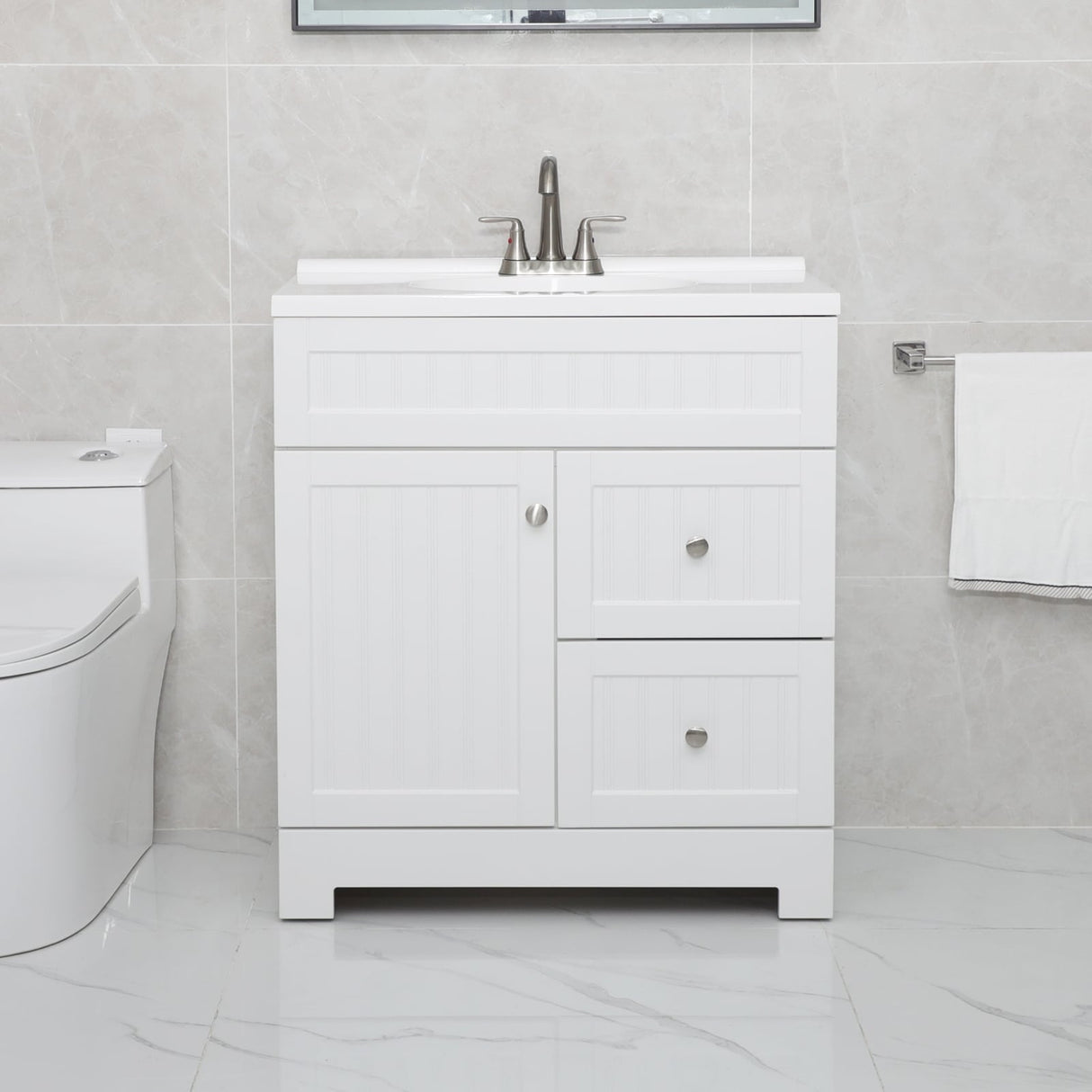 Eclife 30"/36" Bathroom Vanity Set W/ Drop in Resin Sink Cabinet Combo Free-standing