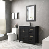 36'' Bathroom Vanities Set Cabinet with Sink Combo Set Under-mount Ceramic Sink Matte Black Faucet Mirror
