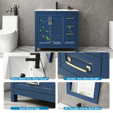 36'' Bathroom Vanities Set Cabinet with Sink Combo Set Under-mount Ceramic Sink Matte Black Faucet Mirror