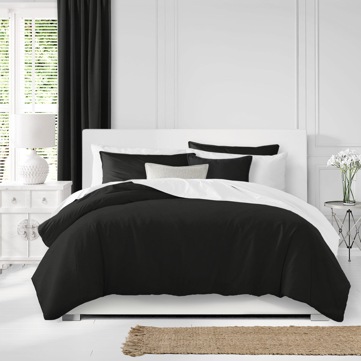 Eclipse Black Coverlet & Pillow Sham Set