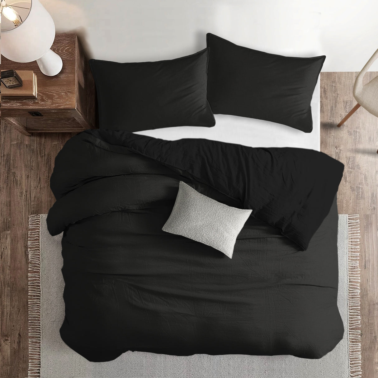 Eclipse Black Coverlet & Pillow Sham Set