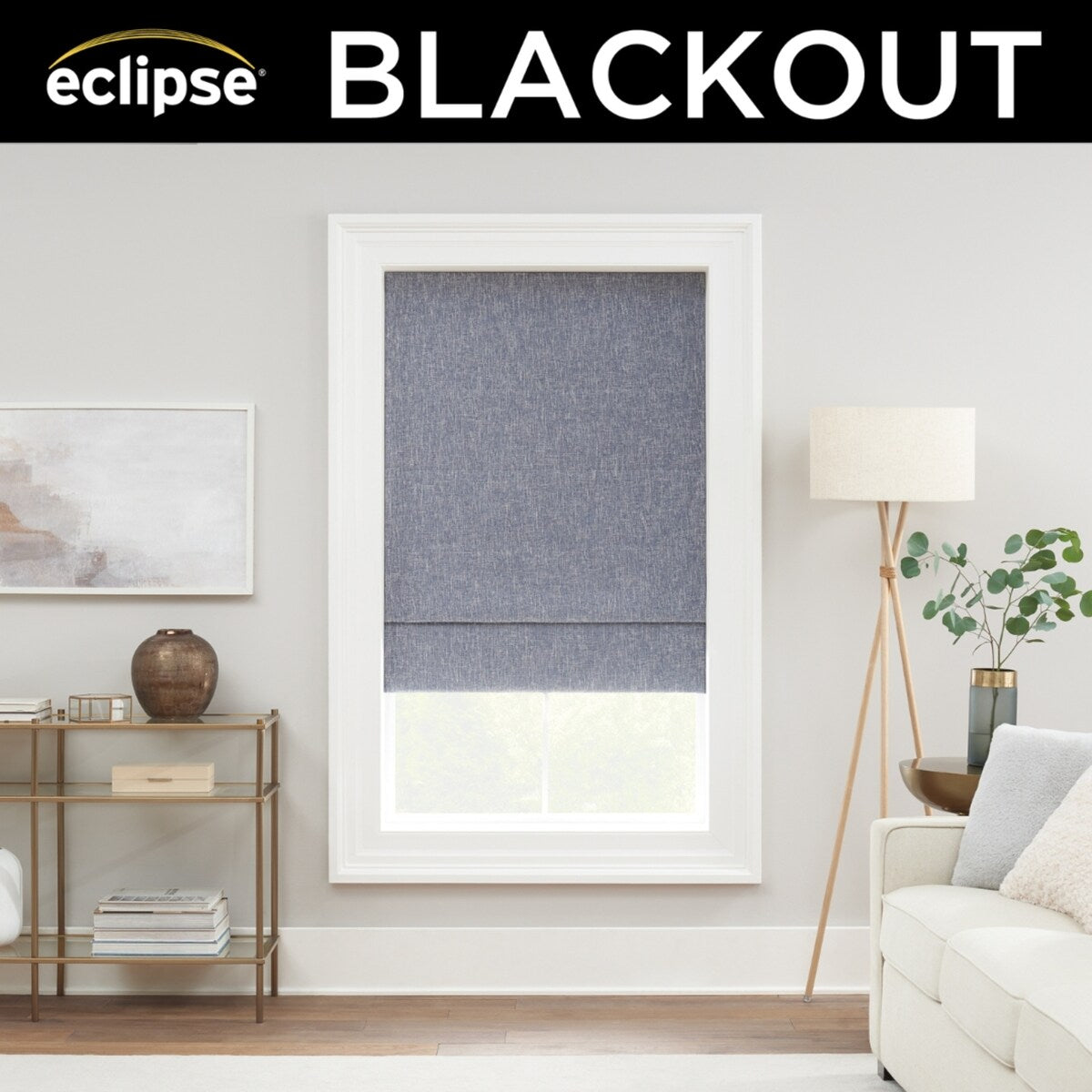 Eclipse Drew Textured Solid 100% Total Blackout Cordless Roman Shade