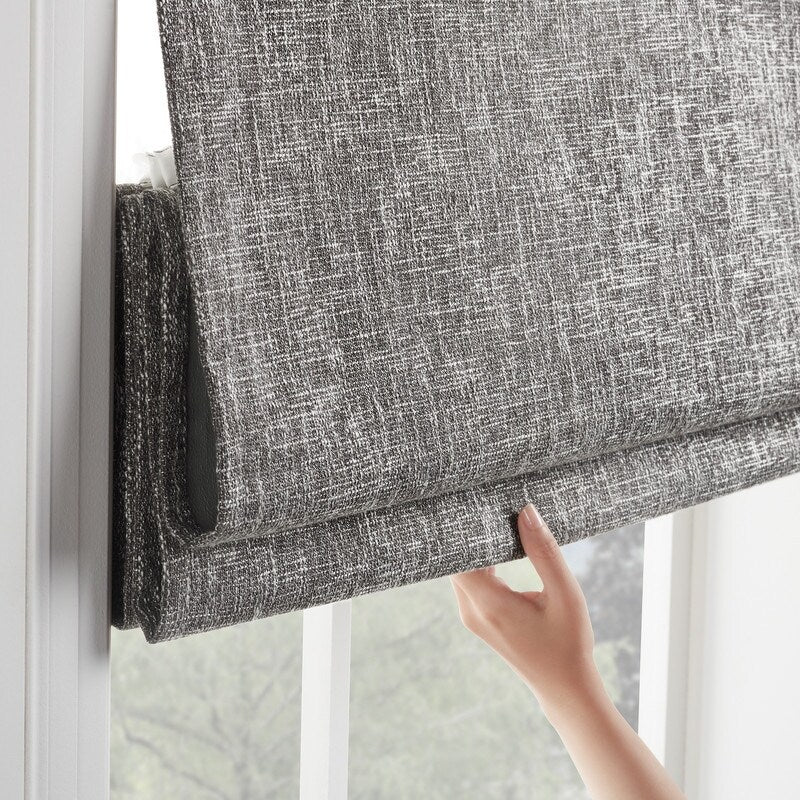 Eclipse Drew Textured Solid 100% Total Blackout Cordless Roman Shade