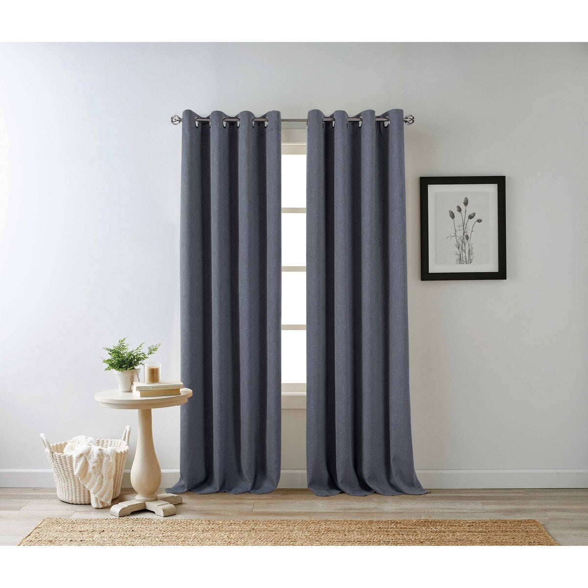 Eclipse Hadley 100% Blackout, Linen Blend Grommet Curtain Panel, 1 Panel
