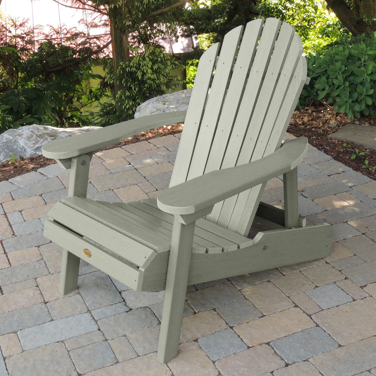 Eco-friendly Synthetic Wood Folding and Reclining Adirondack Chair