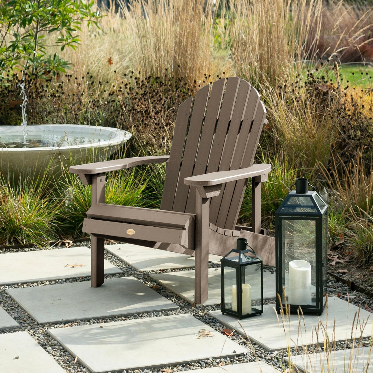 Eco-friendly Synthetic Wood Folding and Reclining Adirondack Chair