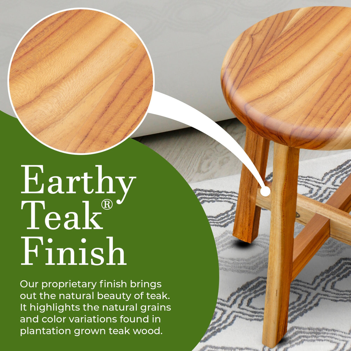 EcoDecors, 12-inches Round Teak Seat, Teak Shower Stool, Teak Shower Bench, Teak Shower Seat, Wood Shower Seat, 18-inches Tall