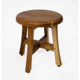 EcoDecors, 12-inches Round Teak Seat, Teak Shower Stool, Teak Shower Bench, Teak Shower Seat, Wood Shower Seat, 18-inches Tall