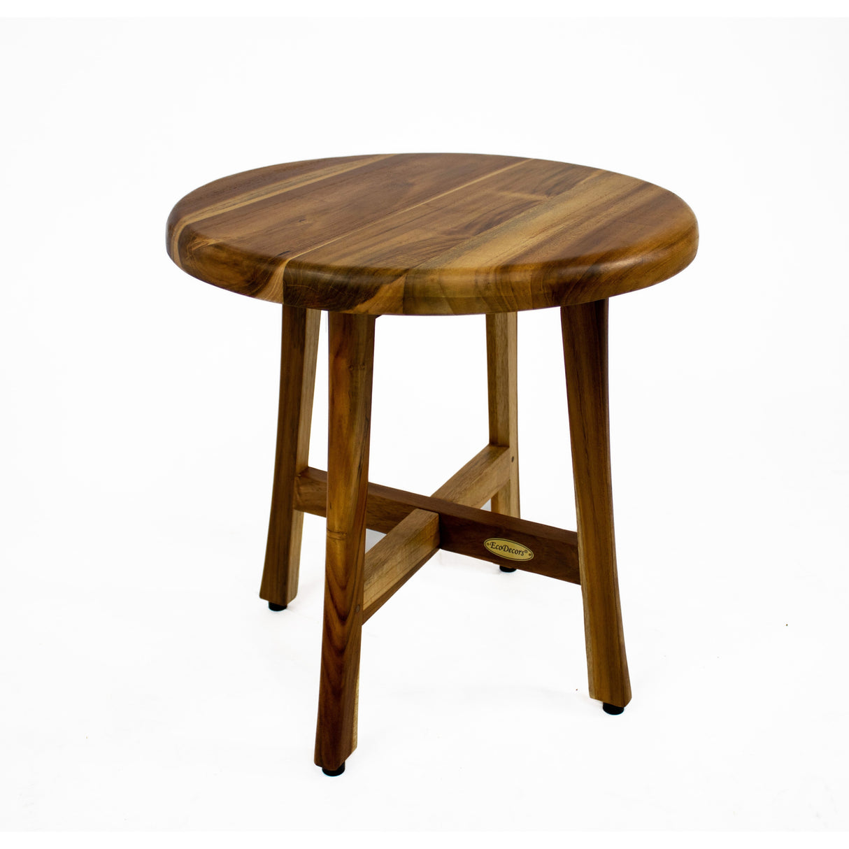 EcoDecors, 12-inches Round Teak Seat, Teak Shower Stool, Teak Shower Bench, Teak Shower Seat, Wood Shower Seat, 18-inches Tall