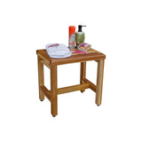 EcoDecors Eleganto 18" Solid Teak Shower Stool - EarthyTeak Finish