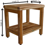 EcoDecors Eleganto 18" Teak Shower Bench with Storage Shelf- EarthyTeak Finish