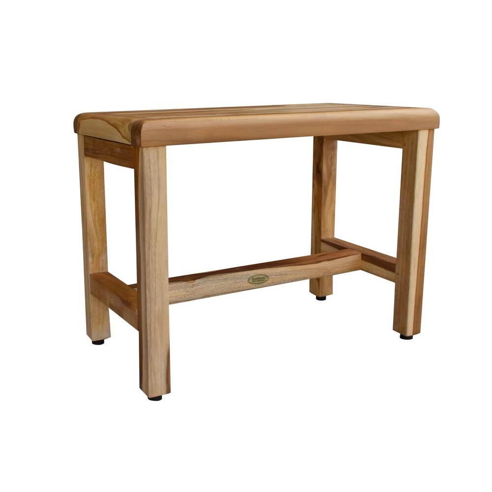 EcoDecors Eleganto Earthy Natural Teak Wood Teak Shower Bench 24-inches Wide x 18-inches High