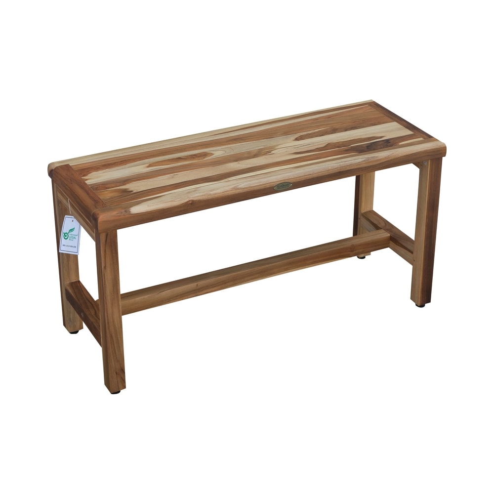 EcoDecors Eleganto 35" Solid Teak Shower Bench - EarthyTeak Finish
