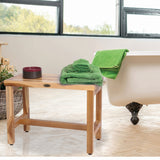 EcoDecors Eleganto Earthy Natural Teak Wood Teak Shower Bench 24-inches Wide x 18-inches High