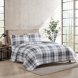 Eddie Bauer Alder Plaid Cotton Reversible Grey Quilt Set