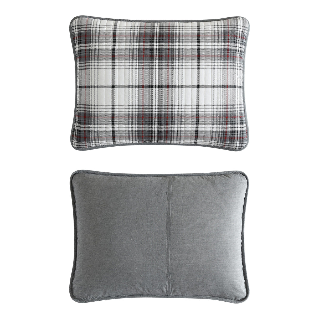 Eddie Bauer Alder Plaid Cotton Reversible Grey Quilt Set