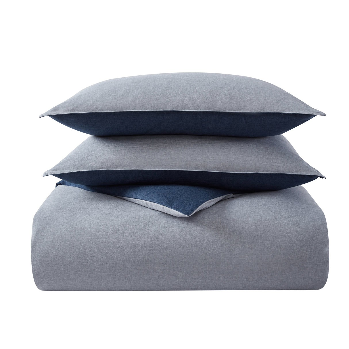 Eddie Bauer Herringbone Solid Reversible Blue Duvet Cover Set
