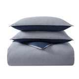 Eddie Bauer Herringbone Solid Reversible Blue Duvet Cover Set
