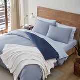 Eddie Bauer Herringbone Solid Reversible Blue Duvet Cover Set