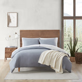 Eddie Bauer Herringbone Solid Reversible Blue Duvet Cover Set