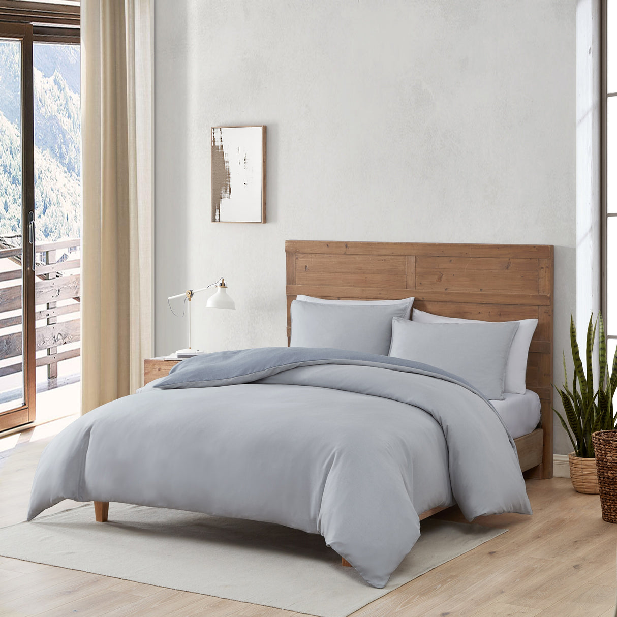 Eddie Bauer Herringbone Solid Reversible Blue Duvet Cover Set