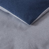 Eddie Bauer Herringbone Solid Reversible Blue Duvet Cover Set