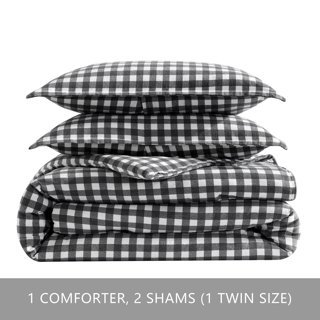 Eddie Bauer Preston Grey Cotton Flannel Reversible Comforter Set