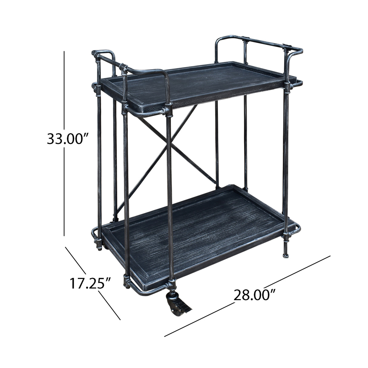 Eden Outdoor Industrial Firwood and Iron Bar Cart by Christopher Knight Home - 28.00" L x 17.25" W x 33.00" H