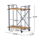 Eden Outdoor Industrial Firwood and Iron Bar Cart by Christopher Knight Home - 28.00" L x 17.25" W x 33.00" H