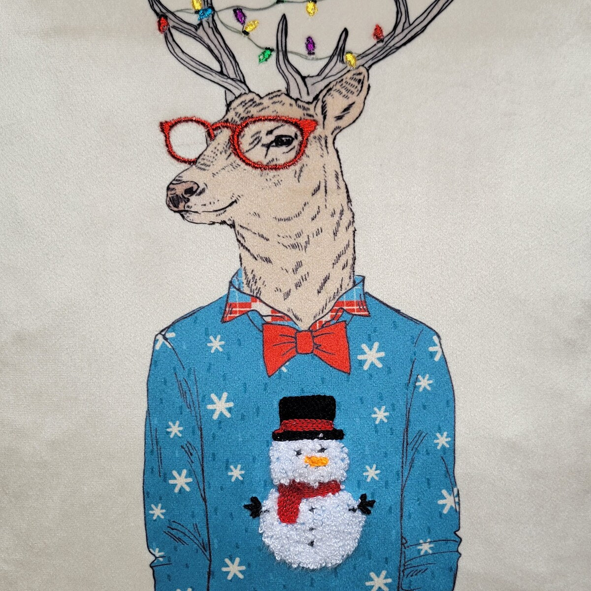 Edie At Home Hipster Reindeer Christmas Indoor Decorative Pillow 18x18 Multi Color