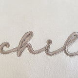 Edie At Home 'Chill Out' Embroidered Typography Decorative Pillow 8x16 Cream/Taupe